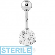 STERILE TITANIUM INTERNALLY THREADED PRONG SET JEWELLED NAVEL BANANA