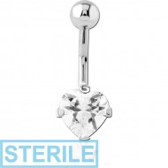 STERILE TITANIUM INTERNALLY THREADED PRONG SET JEWELLED NAVEL BANANA