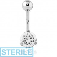 STERILE TITANIUM INTERNALLY THREADED PRONG SET JEWELLED NAVEL BANANA