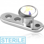 STERILE TITANIUM INTERNALLY THREADED DERMAL ANCHOR WITH JEWELLED DISC PIERCING