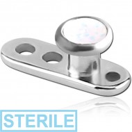 STERILE TITANIUM INTERNALLY THREADED DERMAL ANCHOR WITH SYNTHETIC OPAL JEWELLED DISC PIERCING