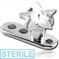 STERILE TITANIUM INTERNALLY THREADED DERMAL ANCHOR WITH STAR PRONG SET JEWEL