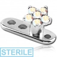 STERILE TITANIUM INTERNALLY THREADED DERMAL ANCHOR WITH SURGICAL STEEL JEWELLED FLOWER ATTACHMENT