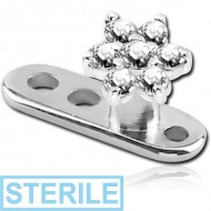 STERILE TITANIUM INTERNALLY THREADED DERMAL ANCHOR WITH SURGICAL STEEL JEWELLED FLOWER ATTACHMENT