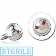 STERILE TITANIUM SWAROVSKI CRYSTAL JEWELLED BALL FOR 1.6MM INTERNALLY THREADED PINS