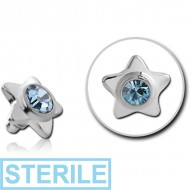 STERILE TITANIUM SWAROVSKI CRYSTAL JEWELLED STAR FOR 1.6MM INTERNALLY THREADED PINS PIERCING