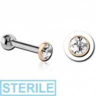 STERILE 14K GOLD JEWELLED ATTACHMENT WITH TITANIUM INTERNALLY THREADED MICRO BARBELL PIERCING