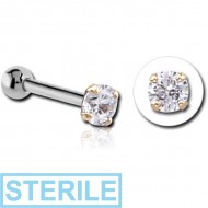 STERILE 14K GOLD JEWELLED ATTACHMENT WITH TITANIUM INTERNALLY THREADED MICRO BARBELL