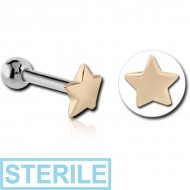 STERILE 14K GOLD JEWELLED ATTACHMENT WITH TITANIUM INTERNALLY THREADED MICRO BARBELL PIERCING