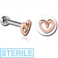 STERILE 14K ROSE GOLD ATTACHMENT WITH TITANIUM INTERNALLY THREADED MIRCO BARBEL