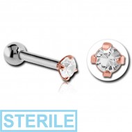 STERILE 14K ROSE GOLD JEWELLED ATTACHMENT WITH TITANIUM INTERNALLY THREADED MICRO BARBELL