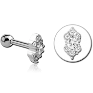 TITANIUM INTERNALLY THREADED MIRCO BARBELL WITH JEWELLED MICRO ATTACHMENT- TRIPLE PIERCING
