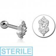 STERILE TITANIUM INTERNALLY THREADED MICRO BARBELL WITH JEWELLED MICRO ATTACHMENT- TRIPLE