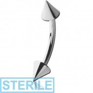 STERILE TITANIUM INTERNALLY THREADED CURVED MICRO BARBELL WITH CONES
