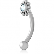 TITANIUM INTERNALLY THREADED JEWELLED MICRO CURVED BARBELL