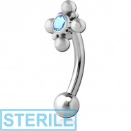 STERILE TITANIUM INTERNALLY THREADED JEWELLED MICRO CURVED BARBELL