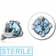 STERILE TITANIUM PRONG SET JEWELLED FOR 1.2MM INTERNALLY THREADED PINS - ROUND