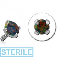 STERILE TITANIUM PRONG SET SYNTHETIC OPAL FOR 1.2MM INTERNALLY THREADED PINS - ROUND