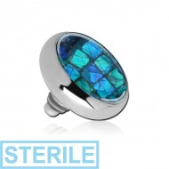 STERILE TITANIUM INTERNALLY THREADED SYNTHETIC MOTHER OF PEARL MOSAIC DISC