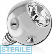 STERILE TITANIUM 6 DIMPLES SWAROVSKI CRYSTAL JEWELLED SLAVE BALL FOR 1.6MM INTERNALLY THREADED PINS