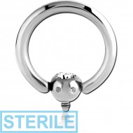 STERILE TITANIUM INTERNALLY THREADED 6 DIMPLES JEWELLED SLAVE BALL WITH BALL CLOSURE RING