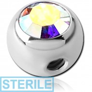 STERILE TITANIUM SIDE THREADED SWAROVSKI CRYSTAL JEWELLED BALL