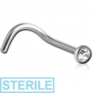 STERILE TITANIUM VALUE CRYSTAL JEWELLED CURVED NOSE STUD