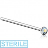 STERILE TITANIUM OPTIMA CRYSTAL JEWELLED STRAIGHT NOSE STUD 15MM