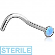 STERILE TITANIUM SYNTHETIC OPAL CURVED NOSE STUD