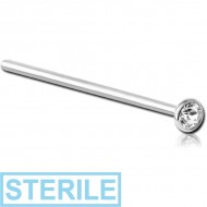 STERILE TITANIUM VALUE CRYSTAL JEWELLED STRAIGHT NOSE STUD 15MM