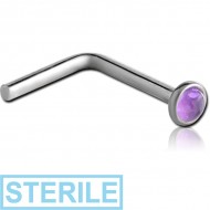 STERILE TITANIUM SEMI PRECIOUS CABOCHON STONE 90 DEGREE NOSE STUD