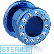 STERILE ANODISED TITANIUM JEWELLED ROUND-EDGE THREADED TUNNEL