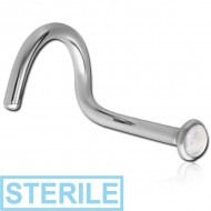 STERILE TITANIUM SEMI PRECIOUS CABOCHON STONE LARGE LEFT CURVE NOSE STUD