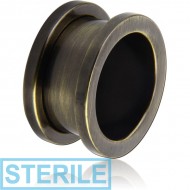 STERILE ANTIQUE BRASS PLATED STAINLESS STEEL THREADED TUNNEL