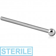 STERILE TITANIUM STRAIGHT BALL NOSE STUD 15MM