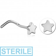 STERILE TITANIUM CURVED NOSE STUD STAR 4 MM