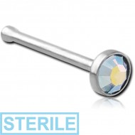 STERILE TITANIUM SWAROVSKI CRYSTAL JEWELLED NOSE BONE WITH SET STONE