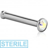 STERILE TITANIUM OPTIMA CRYSTAL JEWELLED NOSE BONE WITH SET STONE