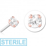 STERILE 14K ROSE GOLD JEWELLED ATTACHMENT TITANIUM THREADLESS PIN