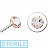 STERILE 14K ROSE GOLD JEWELLED ATTACHMENT TITANIUM THREADLESS PIN