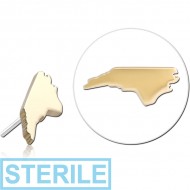 STERILE 14K GOLD ATTACHMENT TITANIUM THREADLESS PIN