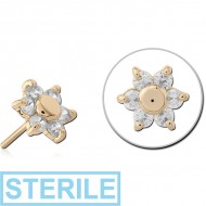 STERILE 14K GOLD JEWELLED ATTACHMENT TITANIUM THREADLESS PIN PIERCING