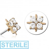 STERILE 14K GOLD JEWELLED ATTACHMENT TITANIUM THREADLESS PIN PIERCING