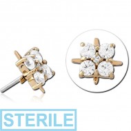 STERILE 14K GOLD JEWELLED ATTACHMENT TITANIUM THREADLESS PIN