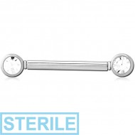 STERILE TITANIUM THREADLESS BARBELL JEWELLED NIPPLE BAR