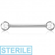 STERILE TITANIUM THREADLESS BARBELL JEWELLED NIPPLE BAR