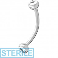 STERILE TITANIUM DOUBLE JEWELLED THREADLESS CURVED BARBELL PIERCING
