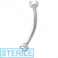 STERILE TITANIUM DOUBLE JEWELLED DISC THREADLESS CURVED BARBELL PIERCING