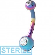 STERILE ANODISED TITANIUM DOUBLE VALUE CRYSTAL JEWELLED MINI NAVEL BANANA