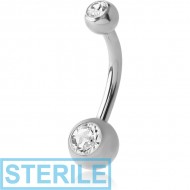 STERILE TITANIUM DOUBLE OPTIMA CRYSTAL JEWELLED MINI NAVEL BANANA